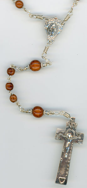 All Argentium Sterling Silver Rosary with Koa Beads