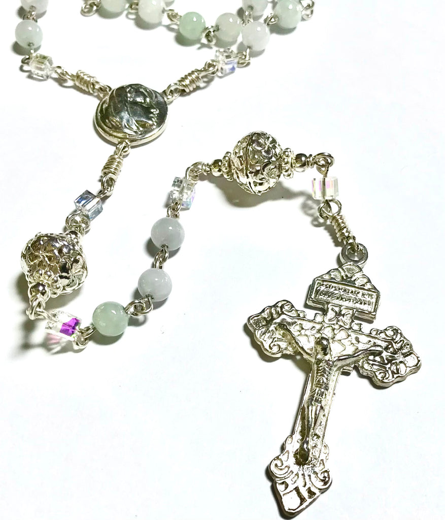 Burmese Jade Rosary in Argentium Silver