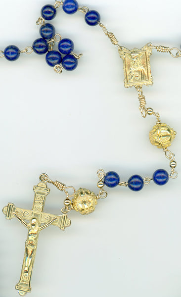 A GIFT FOR A NEW CATHOLIC! 18k Gold Lapis Rosary