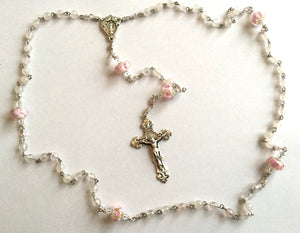 Pretty Rose Quartz Rosary in Sterling Silver