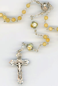 Yellow Jade Sterling Silver Rosary