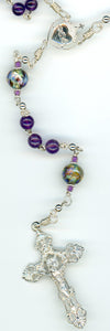 Amethyst Rosary with Lampwork all Argentium Sterling Silver