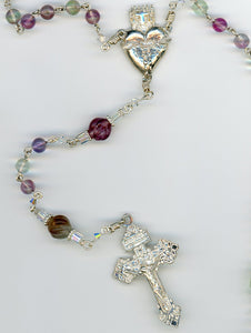 FLUORITE ROSARY with Large Sacred Heart