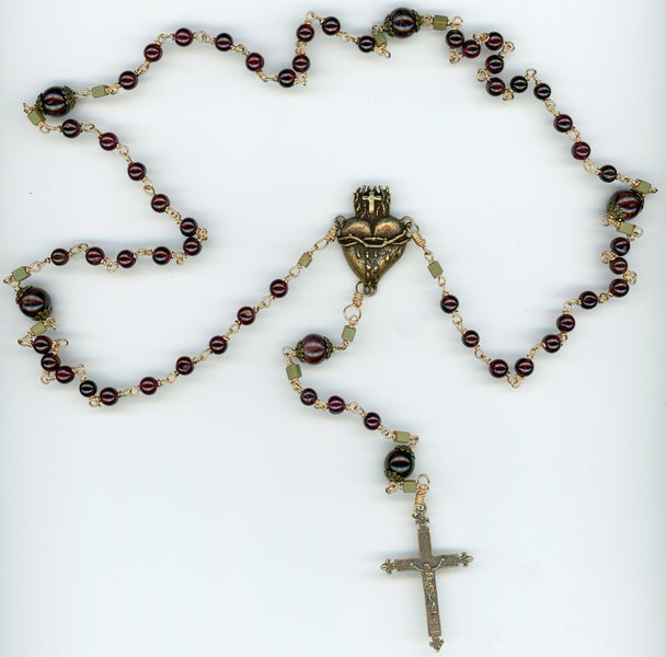 I love this rosary!  Garnets and Bronze!