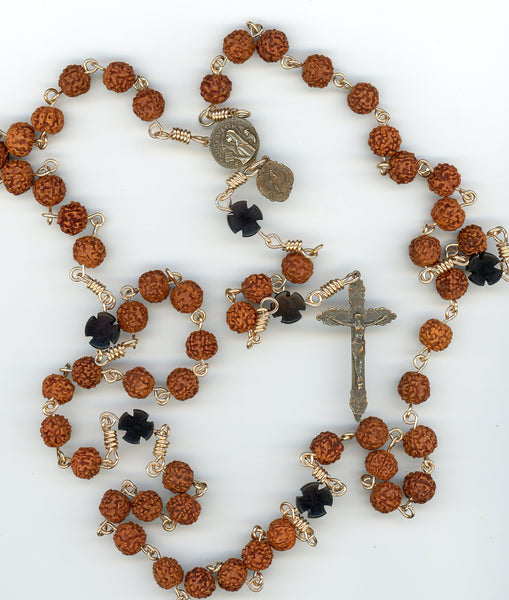 Seed and Ebony wood Rosary in Bronze