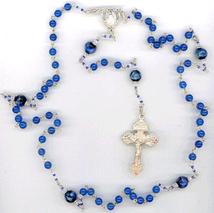 Blue Agate Rosary French Our Fathers