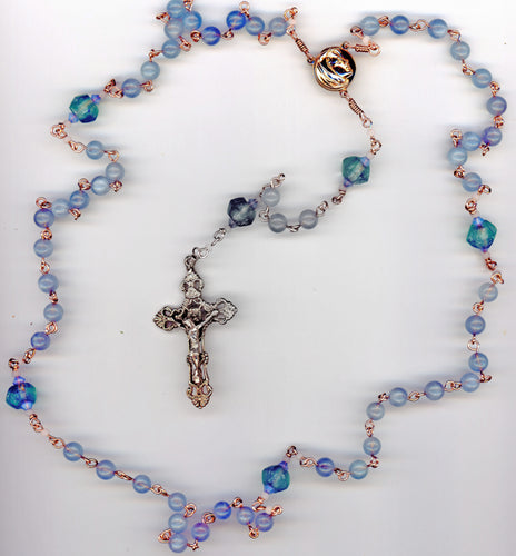 St. Elizabeth Aquamarine Rosary in Bronze