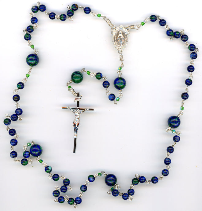 Malachite/Azurite Argentiium Silver Rosary