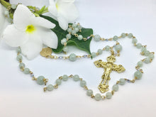 14k gold rosary with gem quality jade