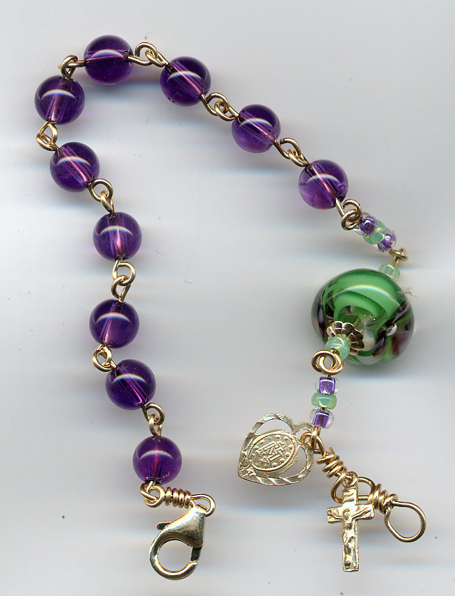 Amethyst Rosary Bracelet in 14k Gold