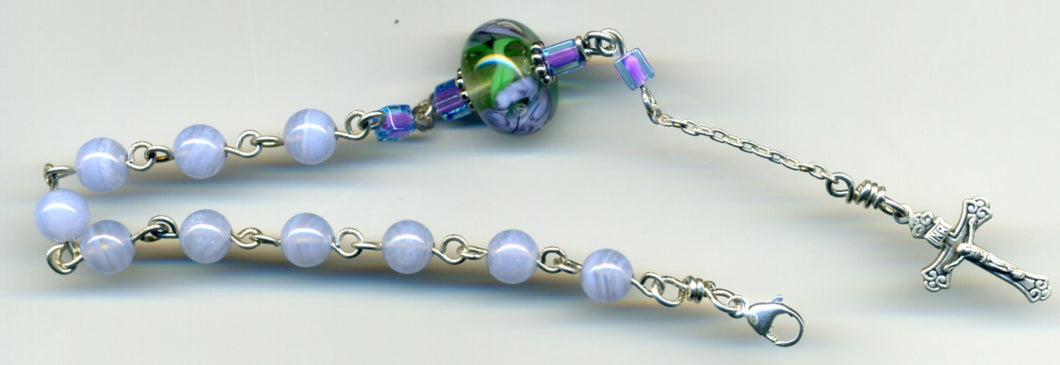 Blue Lace Agate Bracelet in Sterling Silver