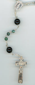 Chrysocolla and Onyx Rosary in Argentium Sterling