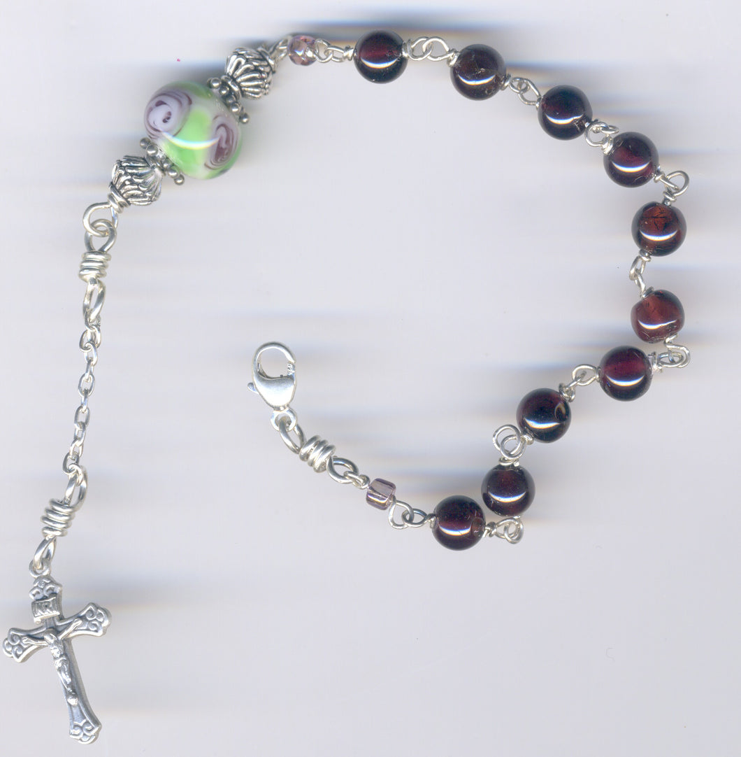 Garnet Rosary Bracelet