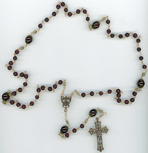 Garnet Rosary in Bronze