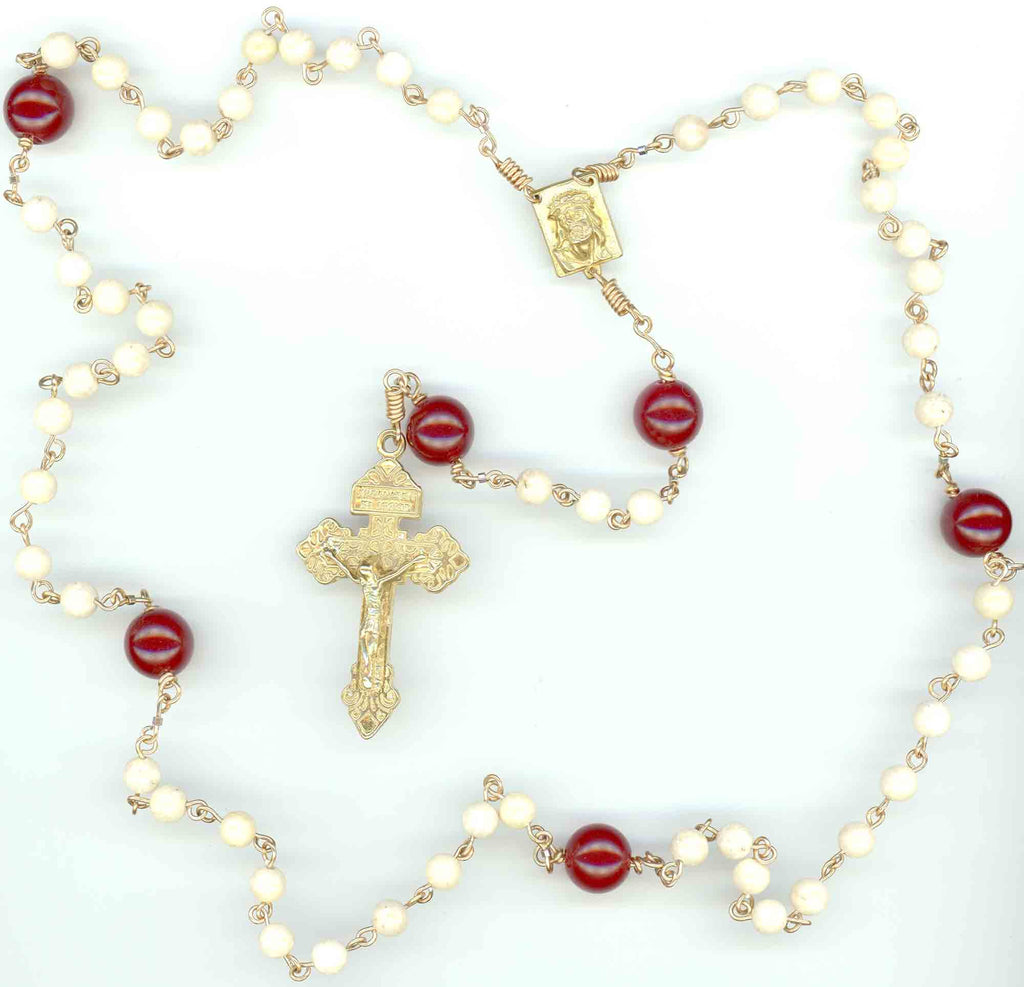Jasper and Ruby Rosary in Bronze – Heirloom Rosaries