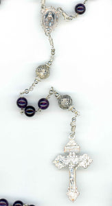 Amethyst Rosary with 8mm beads in Sterling Silver