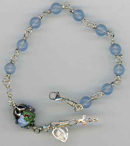 Aquamarine Rosary Bracelet - Choose your gemstone Hail Mary beads