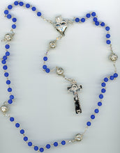 Blue Agate Rosary with Sterling Silver Our Father beads