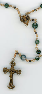 Moss Agate in Bronze -- Wire Wrapped