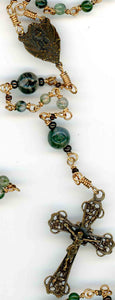 Moss Agate Pocket Rosary in Bronze
