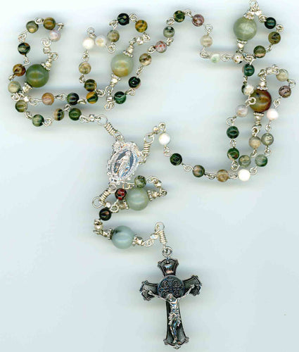Natural Amazonite Rosary Argentium Sterling Silver