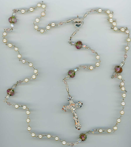Freshwater White Pearl rosary in Argentium Sterling Silver