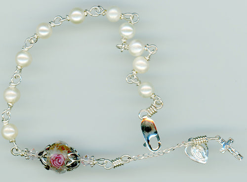 Freshwater White Pearl Rosary Bracelet