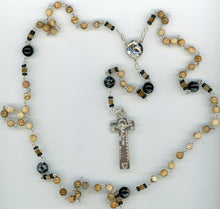 Picasso Jasper and Snowflake Obsidian Rosary in Argentium Silver