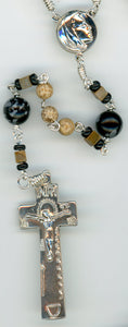 Picasso Jasper and Snowflake Obsidian Rosary in Argentium Silver