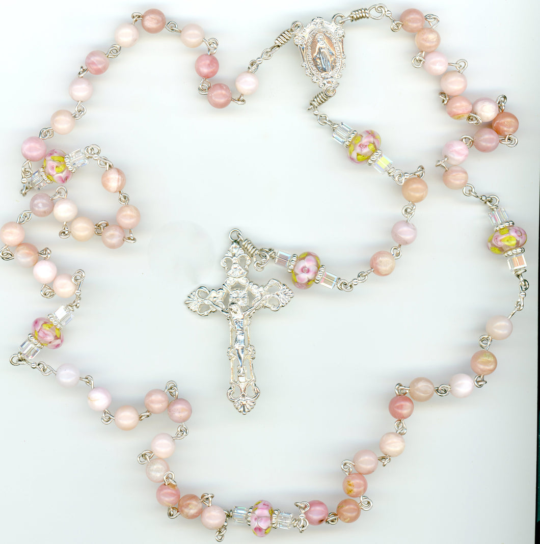 Pink Peruvian Opal Rosary.